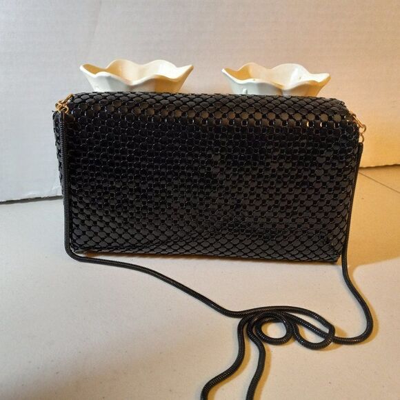 Vintage Mesh Black Clutch bag Cottagecore Grandmacore Wedding Prom - Picture 2 of 8